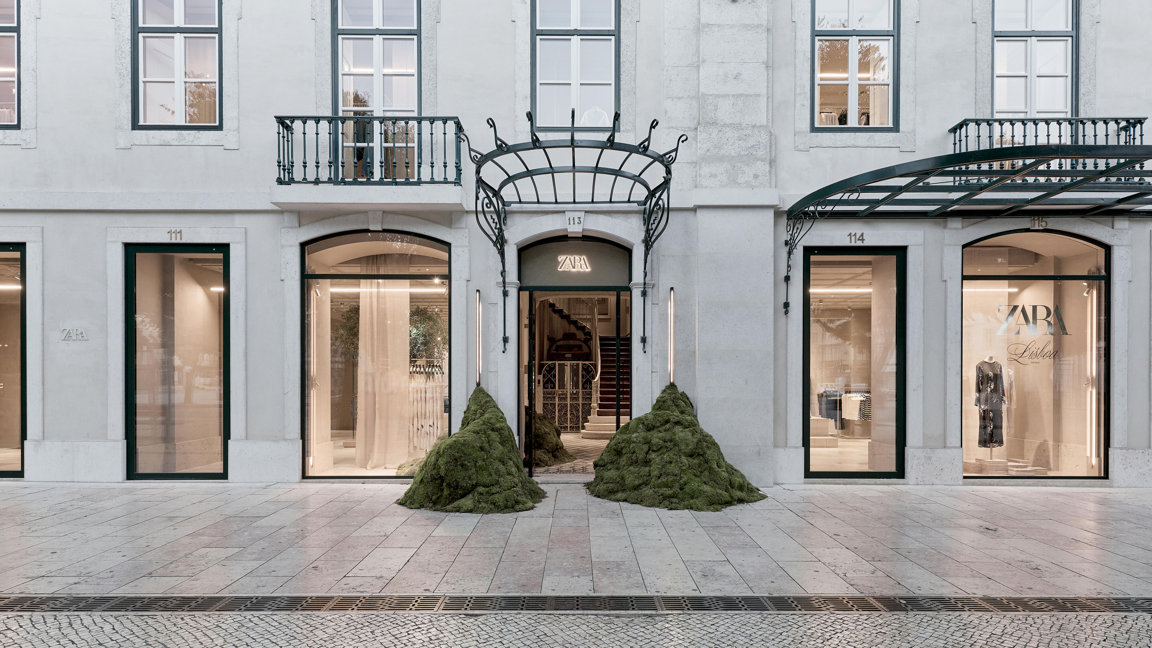 Zara store façade with main entrance and shopwindows