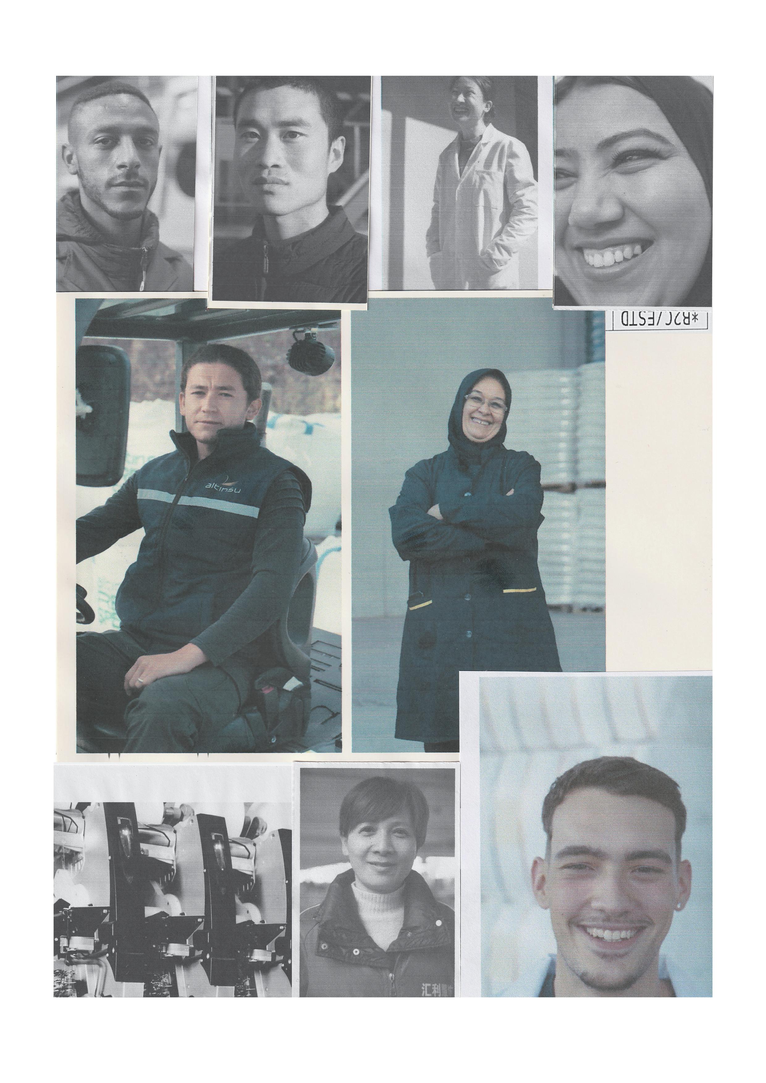 Collage of portraits of diverse people, including men and women, some in work environments.
